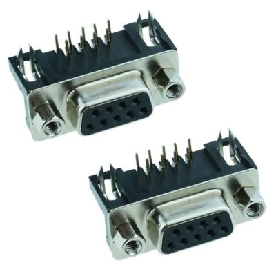 2 x 9-Way Right Angle PCB Female D Socket Connector
