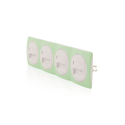 4x Datenbuchse Weiß 2xRJ45 Cat 6 FTP & 4er Rahmen Grün/Weiß 80x293mm horizontal