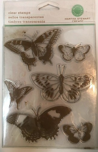 Martha Stewart clear Stamps 6 large Butterflies Scrapbook Cardmaking Crafts NEW