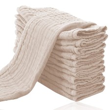 Cute Castle 12-Pack Muslin Burp Cloths 100 Cotton 20x10" Super Absorbent Brown