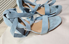Blue Strappy Round Toe Ankle Strap Heeled Women's Sandals Size 10 — photo 1