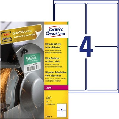 AVERY Zweckform Ultra-Resistente Folien-Etiketten 99,1 x 139 mm 160 Etiketten