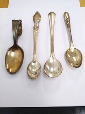 4 Vintage Silver Plate Baby Spoons Roger Bros, Wm Rogers, Carlton, Oneida