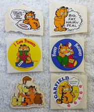 Vintage 1980's Original Garfield Stickers. Lot of 5 with 1 used included.