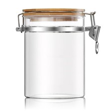 36 oz/1050ml Clear Glass Storage Canister with Airtight Bamboo Lid, Medium De...
