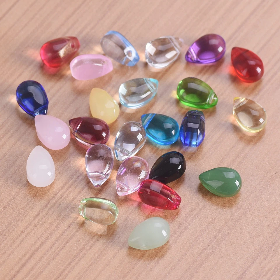 40pcs Small Teardrop Shape 9x6mm Crystal Glass Loose Beads For Jewelry Making - Photo 1/2
