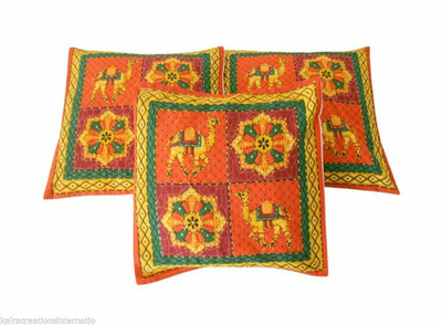 Indian Pillow Case Cushion Cover  16'' Kantha Home Decor Square 3 pcs