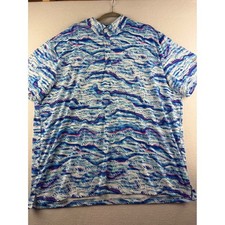 Birdie Bound Mens 3XL Performance Golf Polo Shirt Blue Abstract Wave Stretch