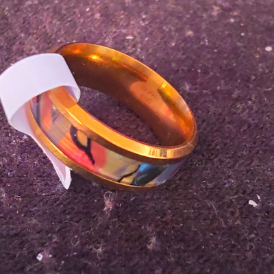 Goldfarbener Bandring Ring aus Metall, Ringgröße 18, ohne Stein, 0 Edelsteine