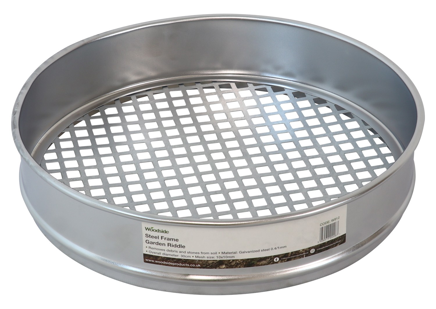 Woodside Heavy Duty Garden Riddle, 30cm Potting Sieve, Mesh Soil/Compost Sift