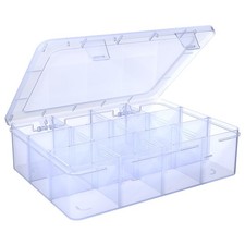 Plastic Organizer Tackle Box, 12 Grids Clear Bead Organizer Compartment Box w...