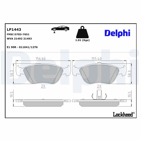 Delphi Bremsbelagsatz Scheibenbremse LP1443 FüR 850 C70 Volvo 875 S70 874 V70 1-image