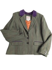 Jack Murphy Wool Blazer Green Purple Collar Lined - Size 18