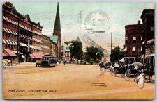 1907 Main Street Northampton Massachusetts Dirt Road Scene ANTIQUE Postcard 9648