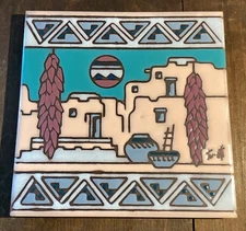 Vintage 1990 Earthtones Designer Collection Tile Table Top Wall Hanging Trivet
