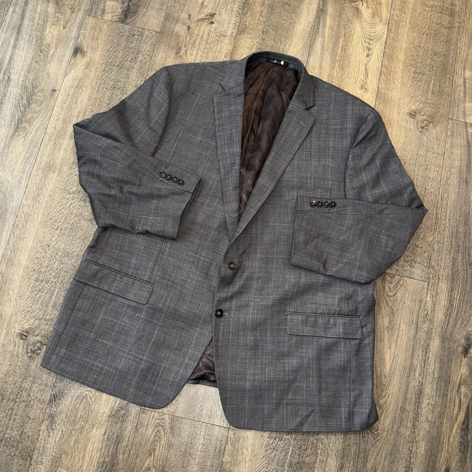 VTG Calvin Klein Men's Blazer Wool Plaid Blue Striped Sport Coat Jacket 52R - Image 2 of 4