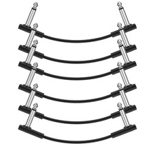 Flat Patch Cables for Guitar Effects Pedals, 6-Inch Right Angle, 6-Pack