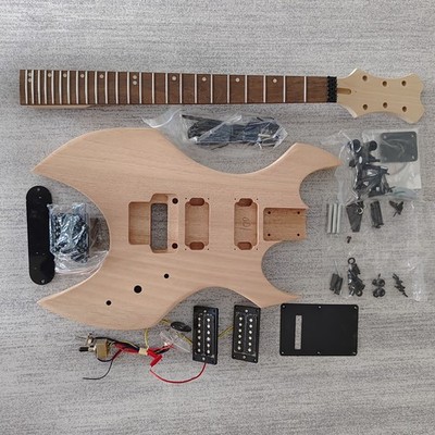 DIY Electric Guitar Kits Unfinished Warlock Extreme Maple Neck No-Soldering