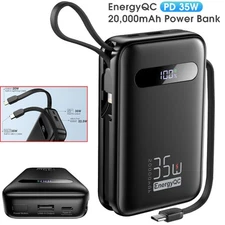 Power Bank 20000mAh 35W Portable Charger External Battery Backup For Cell Phone