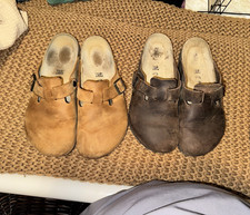 2 sets of Birkenstock Boston Suede Clogs Brow...