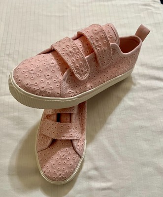 H&M Kids Girls Cotton Canvas Sneakers Size 2 Light Pink New