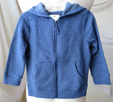 CAT  JACK BOY'S HOODED SWEATSHIRT LONG SLEEVE FLEECE LINED BLUE FULL ZIP 2T NEW