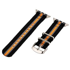Orange/Grey/Black - 2 Piece Classic SS Nylon Watch Band for 42mm Apple Watch