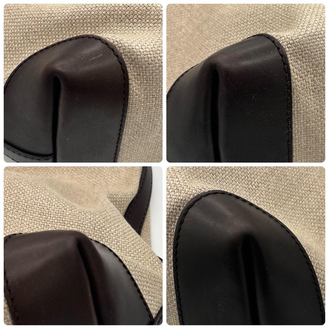 GUCCI Canvas Leather Tote Bag with Pouch Brown Made in Italy, A4 Size, Authentic thumbnail 7