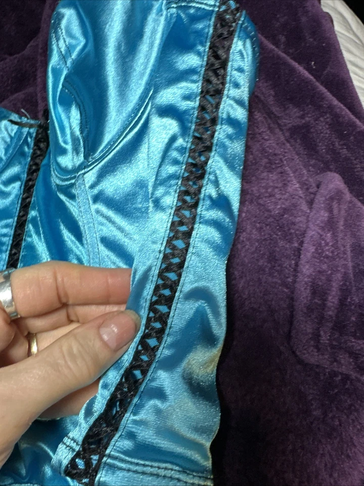 Native Intimates Babydoll Bustier 34B Turquesa Negro Encaje Borde Correa Ajustable Foto 4 de 4