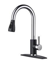 Kitchen Faucets with Pull Down Sprayer, High Arc Single Black Chrome Classic