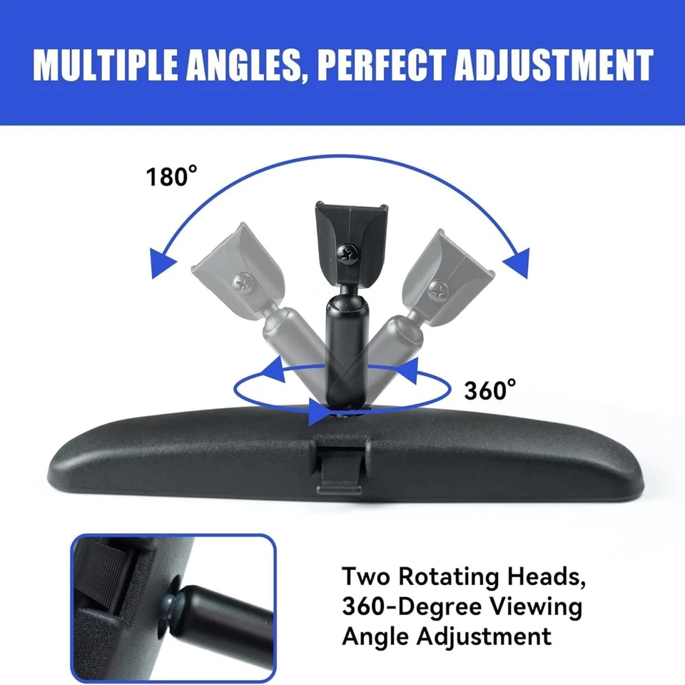 8"Universal Interior Rear View Mirror Anti-Glare Wide Angle Stick-On Replacement Foto 3 de 4