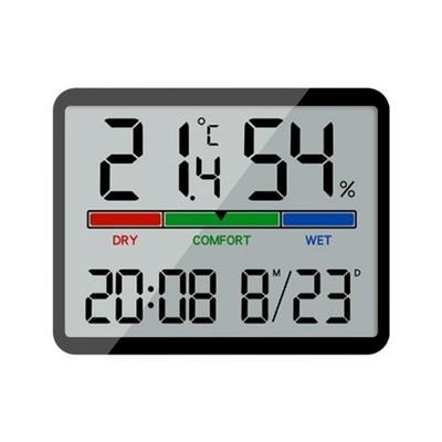 Temperature Humidity Meter Desk Testing Meter with Time Date Display Large LCD