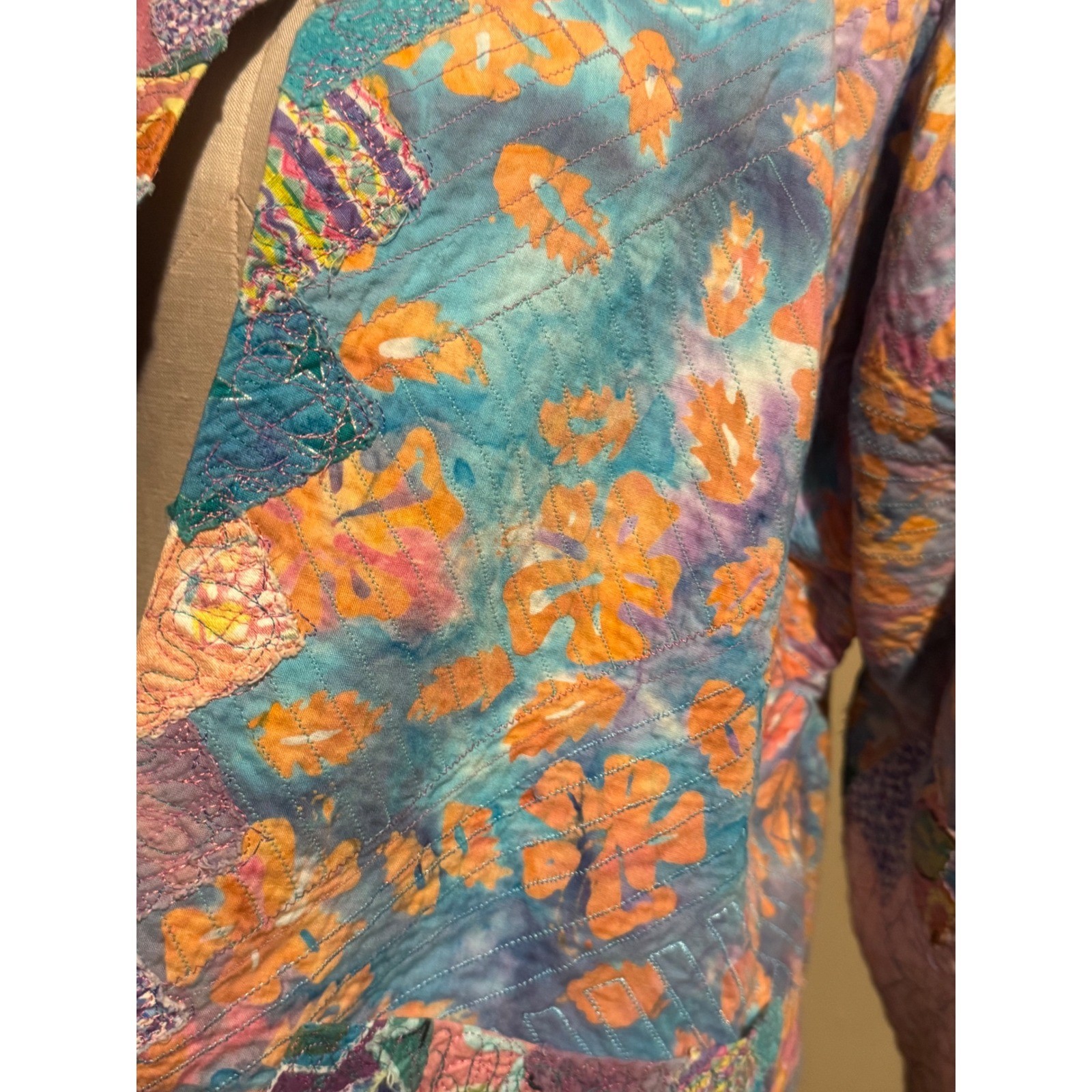 Handmade W Large Quilted patchwork Jacket Reversi… - image 4