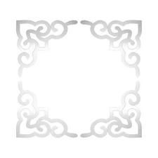 4 Pcs Hollow Mirror Wall Stickers (Silver Tone, 7.9 x 7.9")