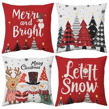 Christmas Pillow Covers 18x18 inch Set of 4, Christmas Decorations Cushion Co...