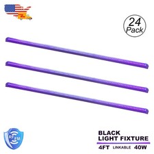4FT 40W UV Led Black Light Bar Fixture 24 Pack with US Plug Christmas D cor Tube