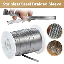 5m Stainless Steel Braided Mesh Tube 2mm-25mm Wire Conductive Shielding Sleeve