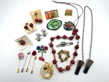 Jewelry Lot Stick Pins Apple Necklace Brooch Scarf Clip