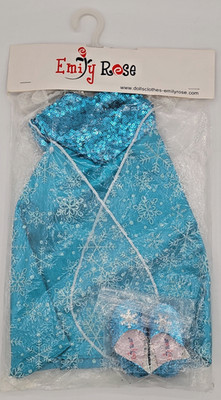 EMILY ROSE 18'' DOLL CLOTHES OUTFIT - Blue Snowflake Dress & Shoes FREE SHIP