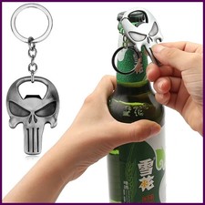 Llavero Calavera Castigador Halloween Vintage Calavera Metal Insignia Colgante Botella de Cerveza