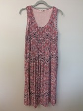 Jane and Delaney Paisley Midi Dress Medium Boho Lightweight Crinkle Pink Cottage