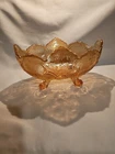 Vintage Indiana Marigold Footed Carnival Glass Bowl Compote