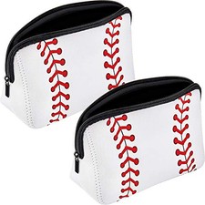 2 Pcs Softball Baseball Bag Softball Print Makeup Bag Baseball Travel