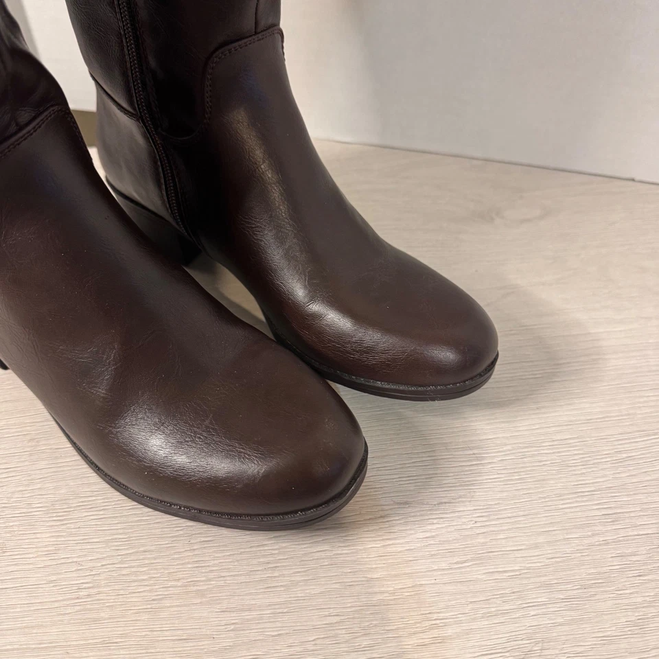 Botas de montar altas Nautica marrón imitación cuero para mujer talla 7,5 punta redonda cremallera lateral Foto 3 de 4