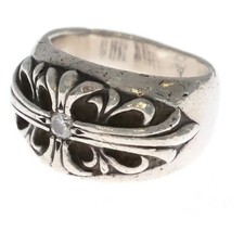 Chrome Hearts FLRL CRS 1DIA Floral Cross 1 Diamond Silver Ring Used 4e7bef3f31b1