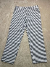Lands End 8P Blue White Stripe Straight Leg Pants Petite