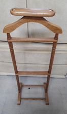 Gentlemans Valet Butler Rack Suit Stand Vintage MCM Jewelry Tray Light Oak Wood
