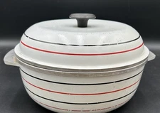 Vintage Regal Ware Cast Aluminum Dutch Oven Pot Retro Grey Striped Pot