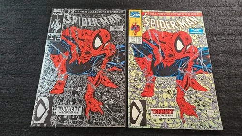 1990 MARVEL COMICS SPIDER-MAN #1 REGULAR AND SILVER VINTAGE VF/NM