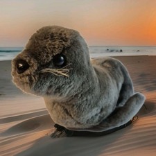 Vintage 1976 Dakin FINNEGAN SEAL Plush Toy Grey Stuffed Animal Collectible
